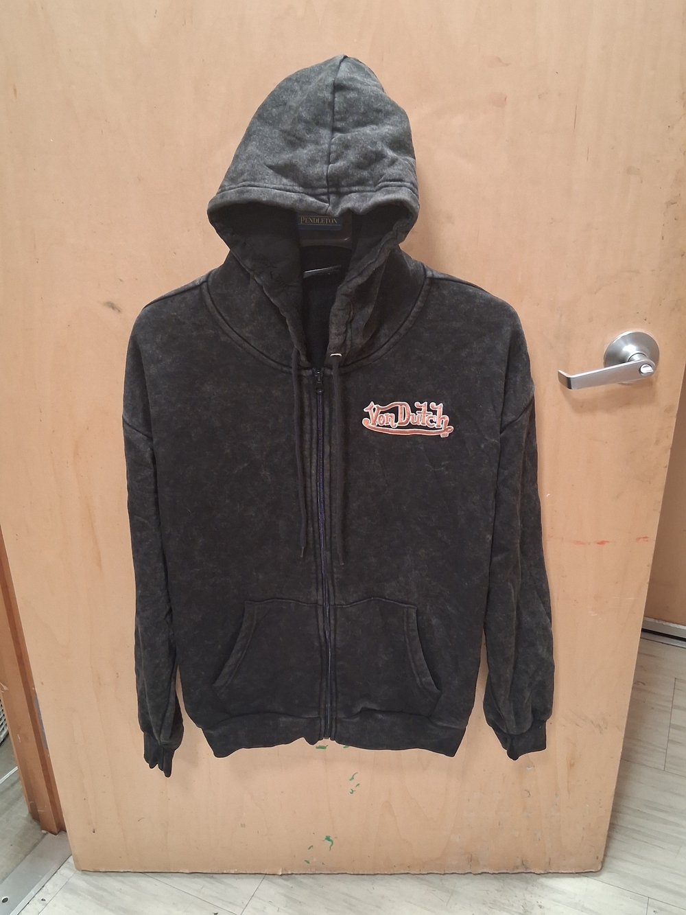 Von Dutch Black Hooded Zip-Up Sweatshirt with Pink Logo